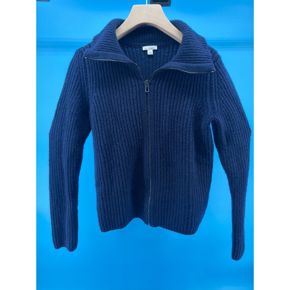 Gap Designed & Crafted Navy Blue Ribbed Full Zip Mock Neck Sweater Small